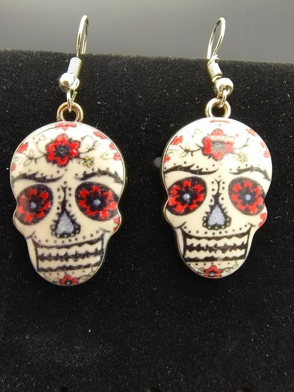 Sugar Skull Statement Earrings – Colourful Día de los Muertos Art Jewelry